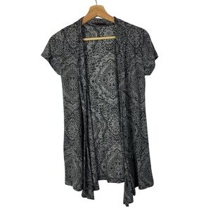 Agenda Y2K Gray & Black Printed Short Sleeve Cardigan S